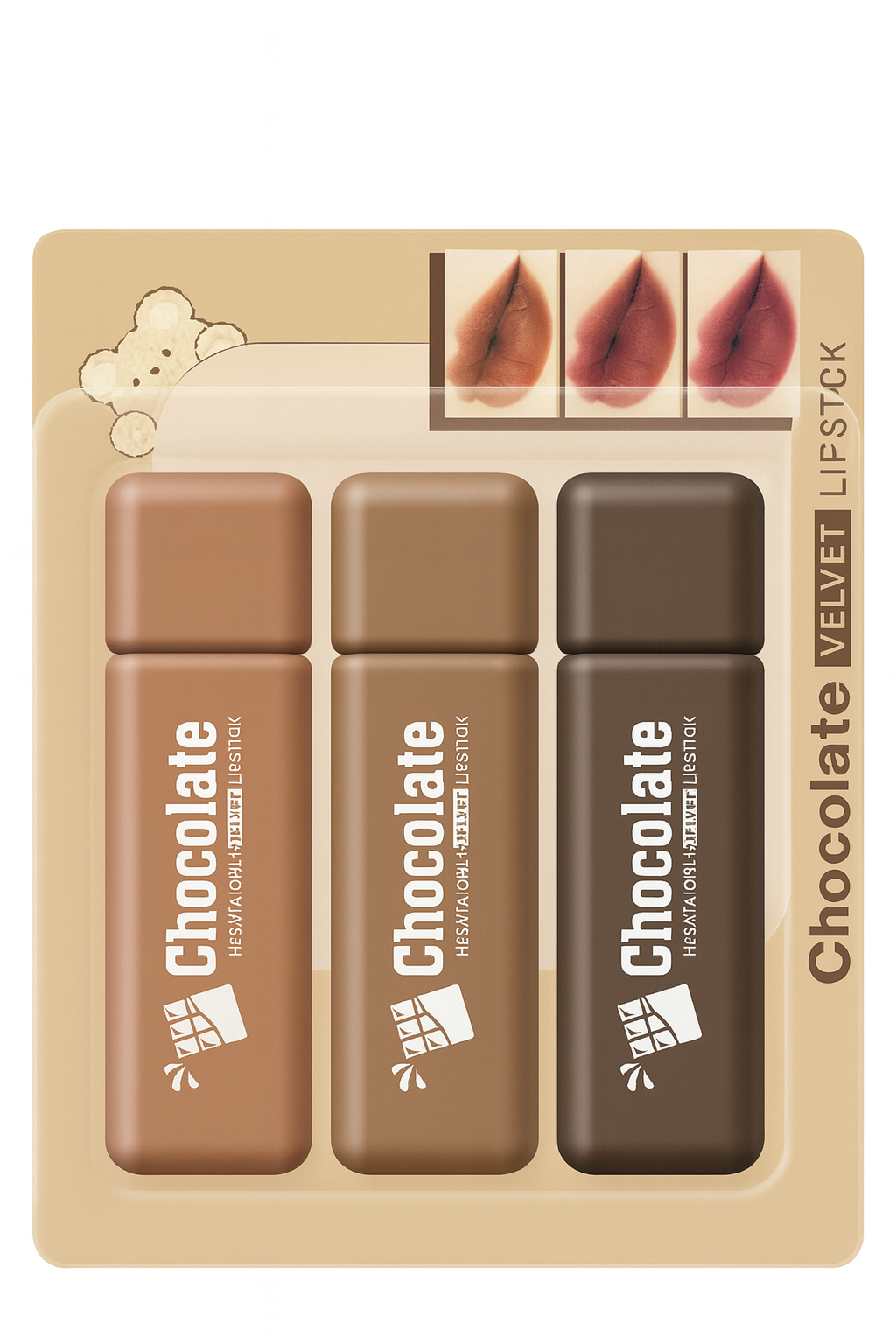 LABIAL DE CHOCOLATE 3 PIEZAS